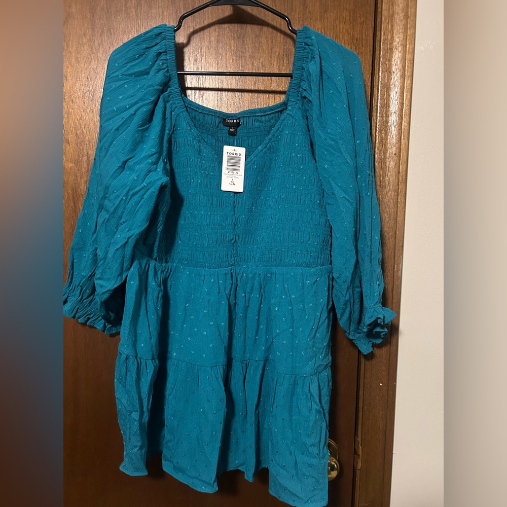 Torrid Teal Textured Blouse
